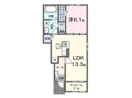 ガラシアII(1LDK/1階)の間取り写真