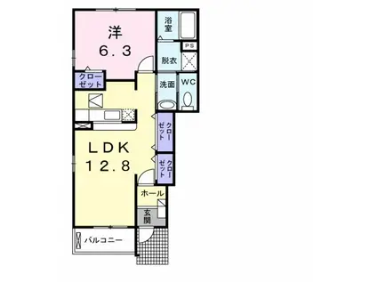 サンライト若松 I(1LDK/1階)の間取り写真
