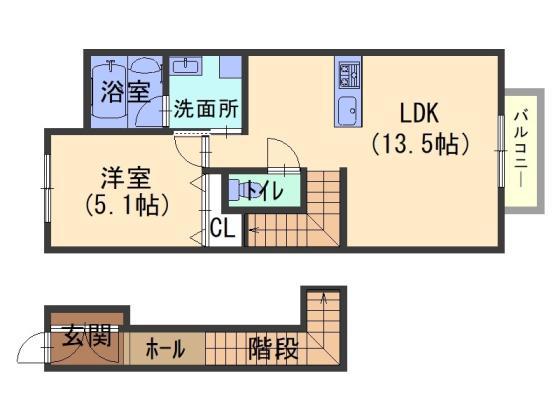 シャトーラルク(1LDK/2階)の間取り写真