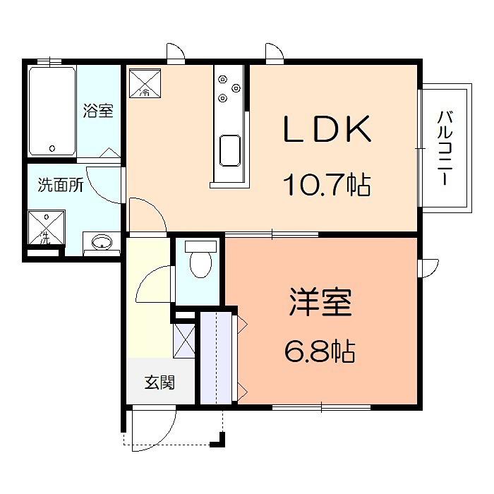 シェモア(1LDK/1階)の間取り写真