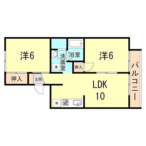 ヴィラ新宅(2LDK/1階)の間取り写真