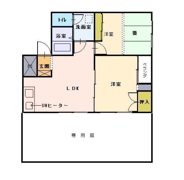 ＪＲ山陽本線 福山駅 徒歩10分 3階建 築23年(2LDK/1階)の間取り写真