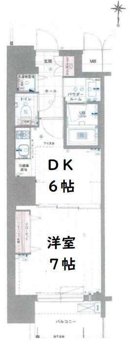 エスライズ西本町II(1DK/4階)の間取り写真