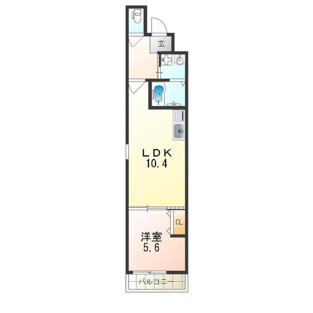 フジパレス西今川イースト(1LDK/2階)の間取り写真