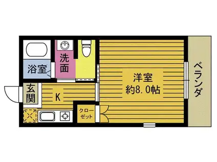 ゴスペル政所(1K/2階)の間取り写真