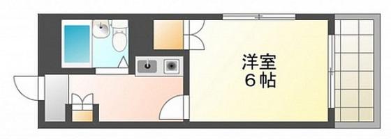 コーポ南観音(1K/6階)の間取り写真