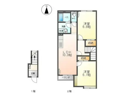 インペリアルコート(2LDK/2階)の間取り写真