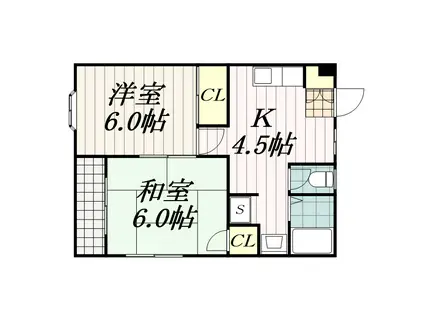 フレグランス湯浅(2K/1階)の間取り写真