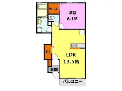 アオーラ・泉(1LDK/1階)の間取り写真