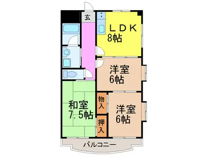 メゾン・ド奥村(3LDK/4階)の間取り写真