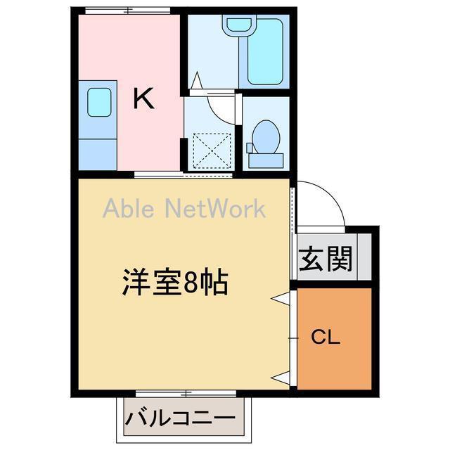 コスモハイツ(1K/2階)の間取り写真