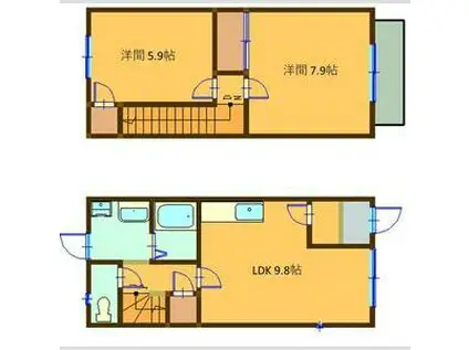 光の森TERRACE A(2LDK/1階)の間取り写真