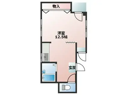 コーポハリマヤⅡ(ワンルーム/1階)の間取り写真