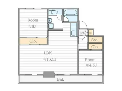 グランメール向陽02(2LDK/1階)の間取り写真