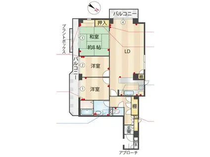 ロイヤル白山(3LDK/5階)の間取り写真
