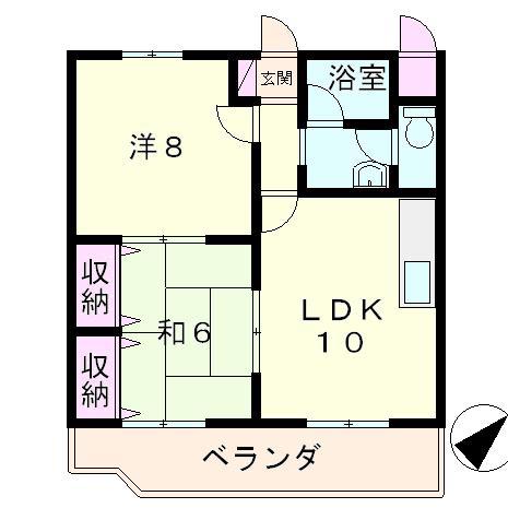 トップペアー福甚NO2(2LDK/1階)の間取り写真