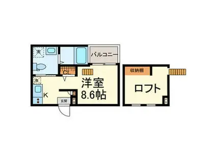 フロースハイム(ワンルーム/2階)の間取り写真