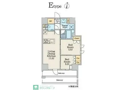 クレストコート中野富士見町(2LDK/5階)の間取り写真