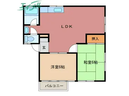 ラフトリー日永(2LDK/2階)の間取り写真