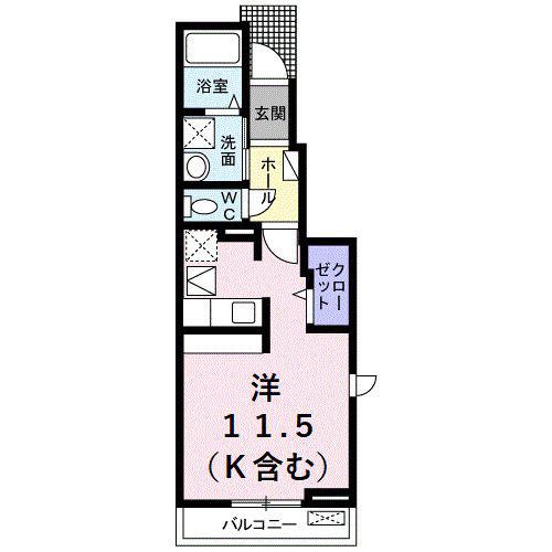 サピーV(ワンルーム/1階)の間取り写真