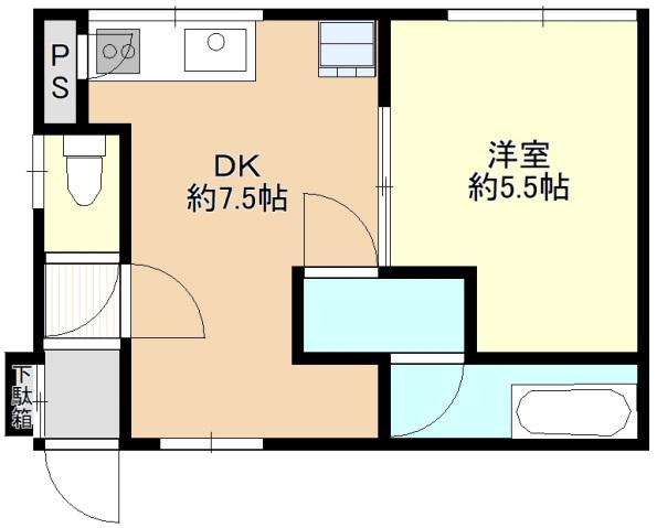 鹿籠コーポラス(1DK/2階)の間取り写真