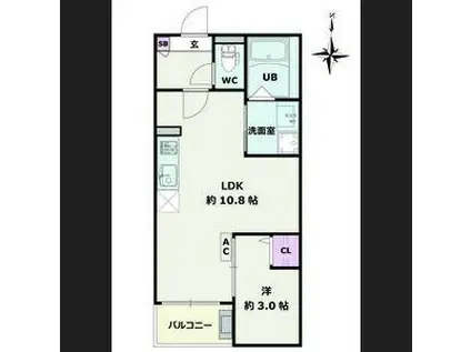 JACK UMATEII(1LDK/2階)の間取り写真