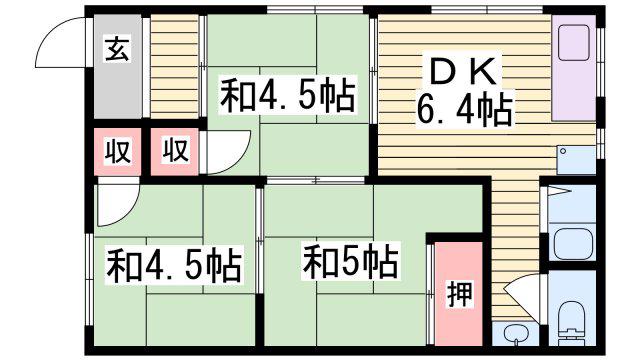 第二喜楽荘(3DK/2階)の間取り写真