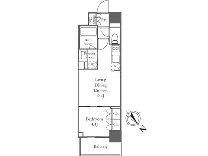TS-COURT日本橋浜町(1LDK/2階)の間取り写真