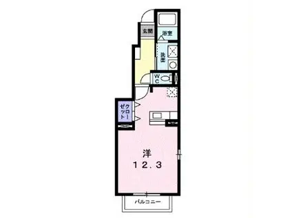 エターナルI(ワンルーム/1階)の間取り写真