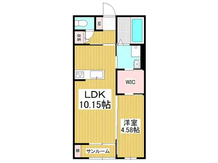 ウィズハイム西松本(1LDK/1階)の間取り写真