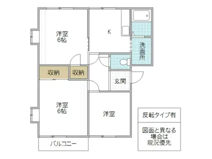 千波アークガーデン A2棟(3K/2階)の間取り写真