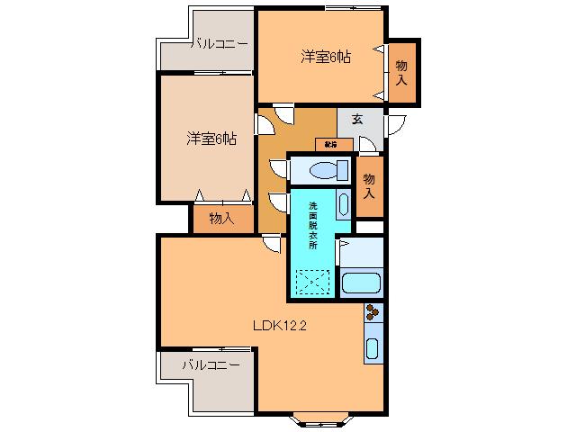NC西3・4マンション(2LDK/4階)の間取り写真