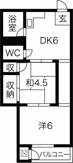 中源ビル(2DK/2階)の間取り写真
