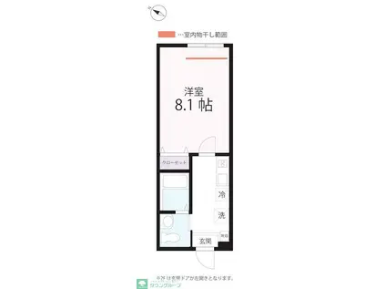 ハーミットクラブハウスCHEVAL(1K/1階)の間取り写真