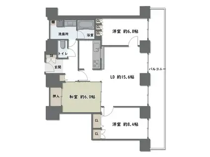 オークプリオタワー(3LDK/46階)の間取り写真