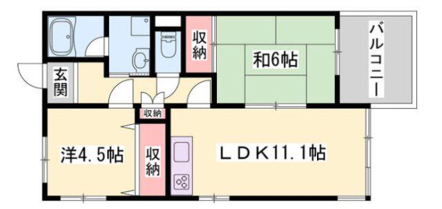 リッチウォーク城の東(2LDK/6階)の間取り写真