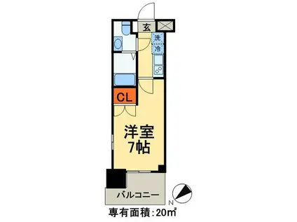 パークキューブ北松戸(1K/12階)の間取り写真