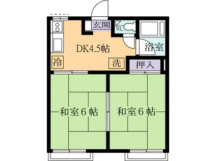 ロイヤルコーポA(2K/2階)の間取り写真