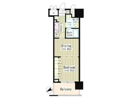 アーレア戸越公園(1DK/13階)の間取り写真