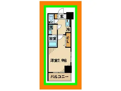 T.P.Cレジデンス府中(1K/3階)の間取り写真