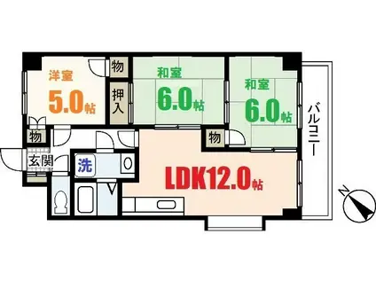 ビラバロンII(3LDK/2階)の間取り写真