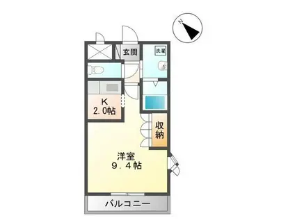 一畑電車北松江線 雲州平田駅 徒歩16分 2階建 築19年(1K/2階)の間取り写真