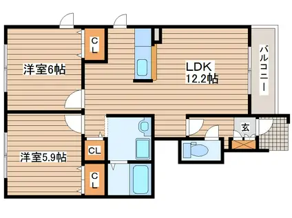 LAUREL F.A(2LDK/1階)の間取り写真