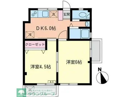 辰巳ハイツ(2DK/2階)の間取り写真