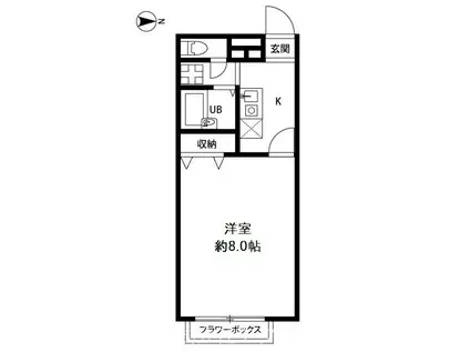 アムール YUGI(1K/2階)の間取り写真