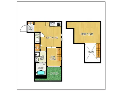 DREAMSTAGE箱崎FELIZ(1DK/2階)の間取り写真