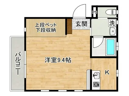 コーポラスM(1K/1階)の間取り写真
