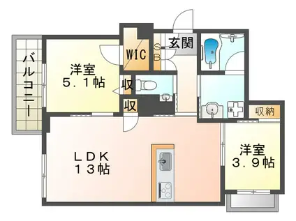シャーメゾンガーデンズ垂水駅前(2LDK/3階)の間取り写真