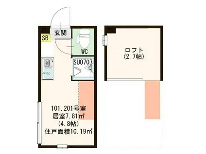 ハーモニーテラス中板橋III(ワンルーム/2階)の間取り写真