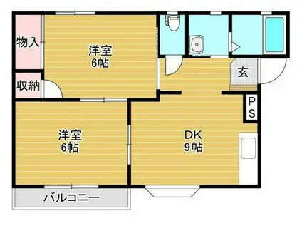 ジョイフル21(2DK/1階)の間取り写真